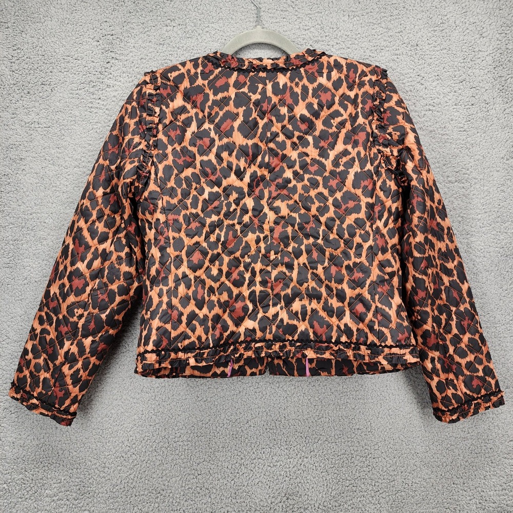 J.Crew Re-Imagined Quilted Leopard Print Ruffle Trim Jacket Size 6 Animal‎ Print - Picture 8 of 13